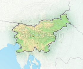 Slovenia, shaded relief map.