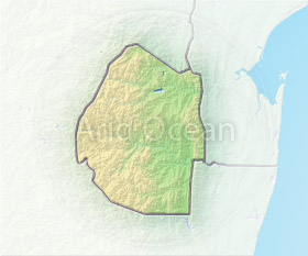 Swaziland, shaded relief map.