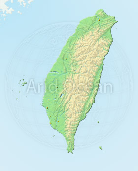 Taiwan, shaded relief map.