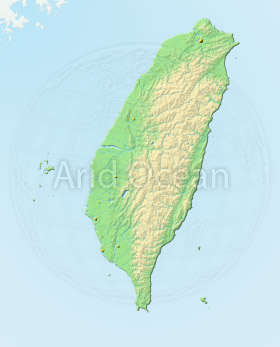 Taiwan, shaded relief map.