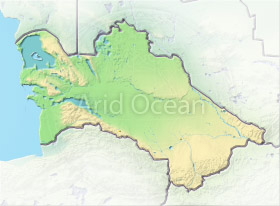 Turkmenistan, shaded relief map.