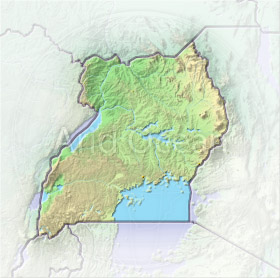 Uganda, shaded relief map.