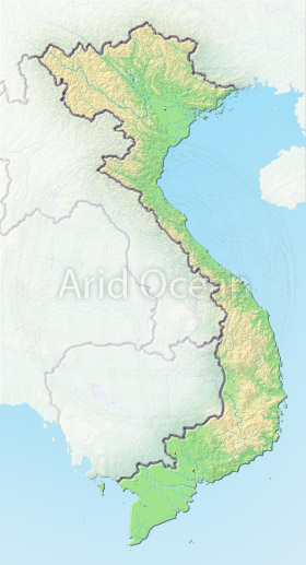 Vietnam, shaded relief map.