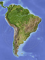 South America, shaded relief map