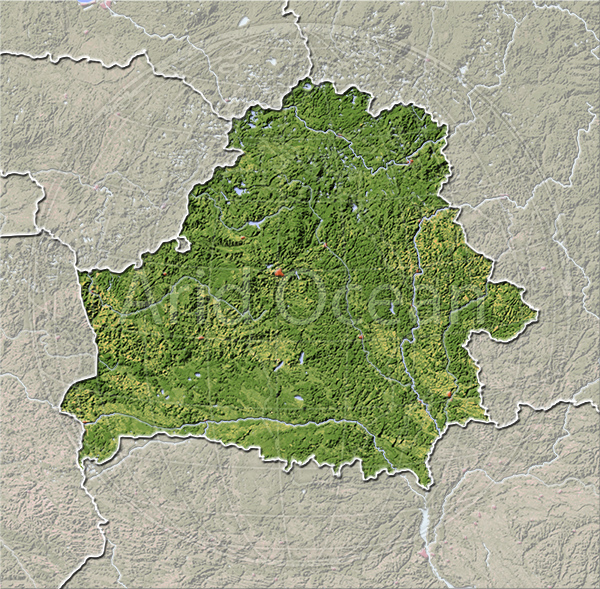 Belarus, shaded relief map.