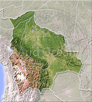 Bolivia, shaded relief map.