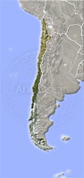Chile, shaded relief map.