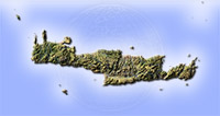 Crete, shaded relief map.