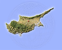 Cyprus, shaded relief map.
