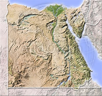 Egypt, shaded relief map.