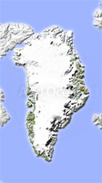 Greenland, shaded relief map.