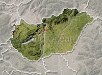 Hungary, shaded relief map.