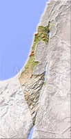 Israel, shaded relief map.