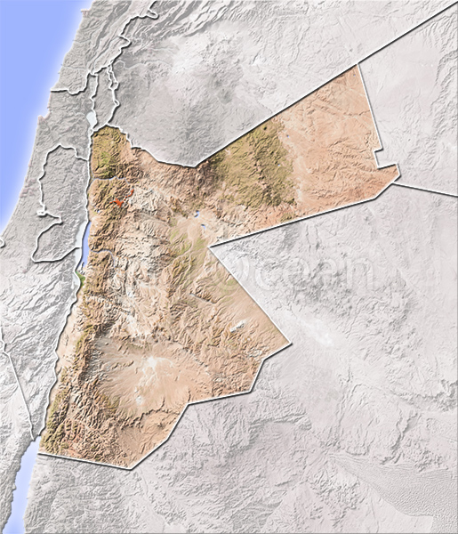 Jordan, shaded relief map.
