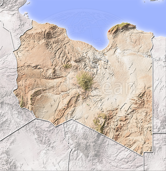 Libya, shaded relief map.