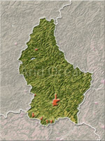 Luxembourg, shaded relief map.