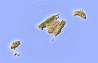 Mallorca, shaded relief map.
