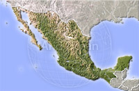 Mexico, shaded relief map.