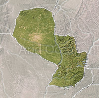 Paraguay, shaded relief map.