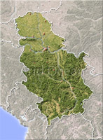 Serbia, shaded relief map.
