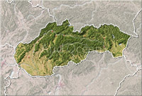 Slovakia, shaded relief map.