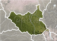 South Sudan, shaded relief map.