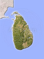 Sri Lanka, shaded relief map.