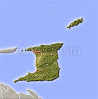 Trinidad and Tobago, shaded relief map.