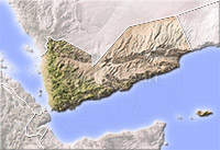 Yemen, shaded relief map.