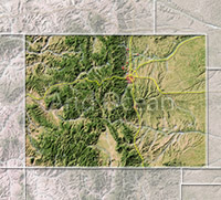 Colorado, shaded relief map.