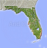 Florida, shaded relief map.