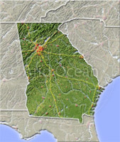 Georgia, shaded relief map.