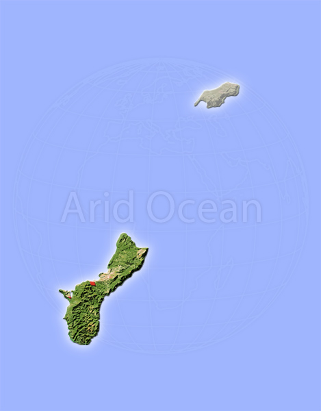 Guam, shaded relief map.