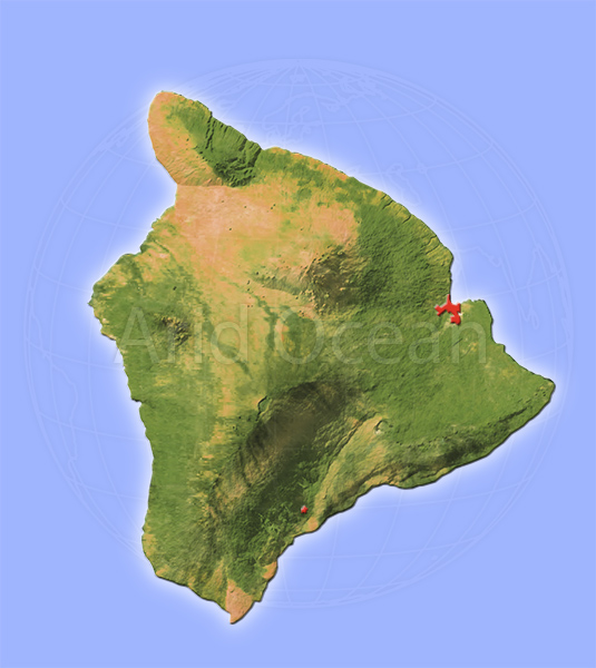 Hawaii, shaded relief map.