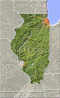 Illinois, shaded relief map.