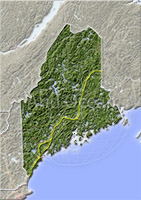 Maine, shaded relief map.