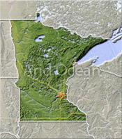 Minnesota, shaded relief map.