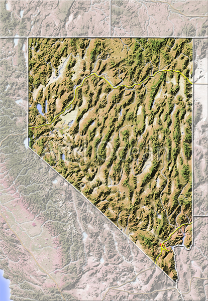 Nevada, shaded relief map.