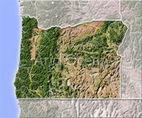 Oregon, shaded relief map.