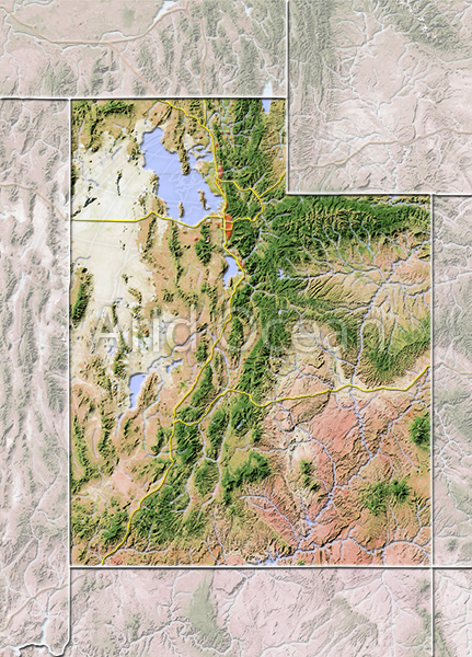 Utah, shaded relief map.