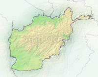 Afghanistan, shaded relief map.