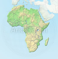 Africa, shaded relief map.