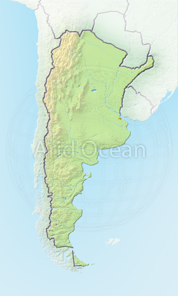 Argentina, shaded relief map.