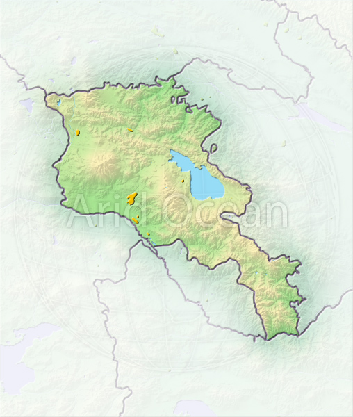 Armenia, shaded relief map.
