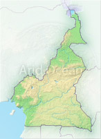 Cameroon, shaded relief map.