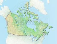 Canada, shaded relief map.