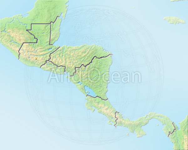 Central America, shaded relief map.