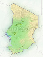 Chad, shaded relief map.