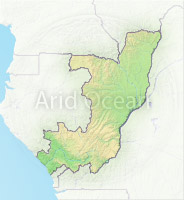 Congo, shaded relief map.