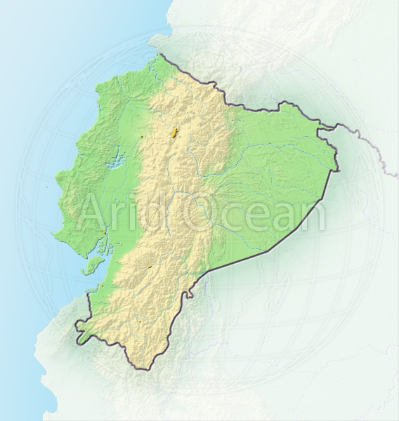 Ecuador, shaded relief map.